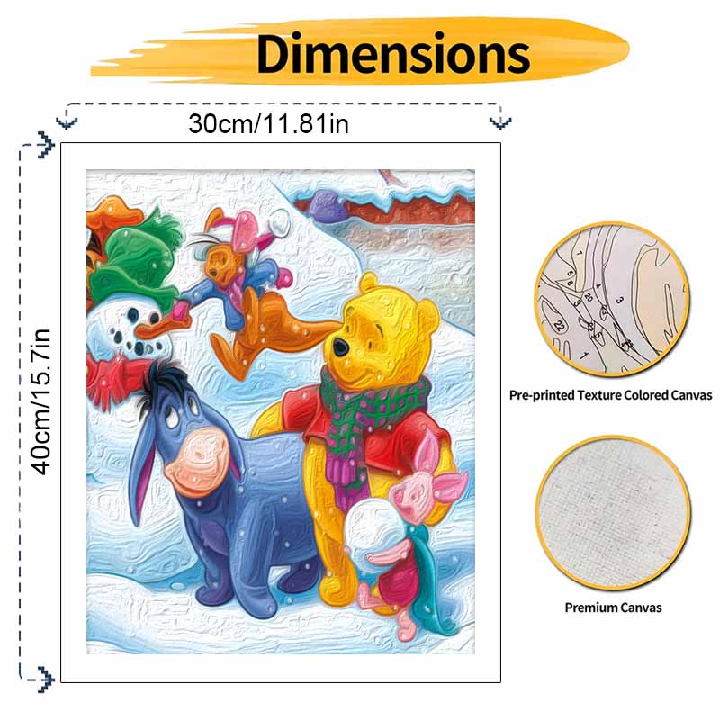 Disney Winnie the Pooh Winter Snow Oil Paint Art Painting Kit Home Wall Decor Handmade Gift For DIY Art Craft Lovers Room Decor Set
