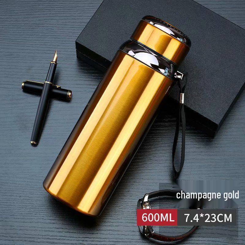 Insulated Stainless Steel Kettle with Tea Infuser, 600-1000ml Capacity - Portable Cup for Car Use