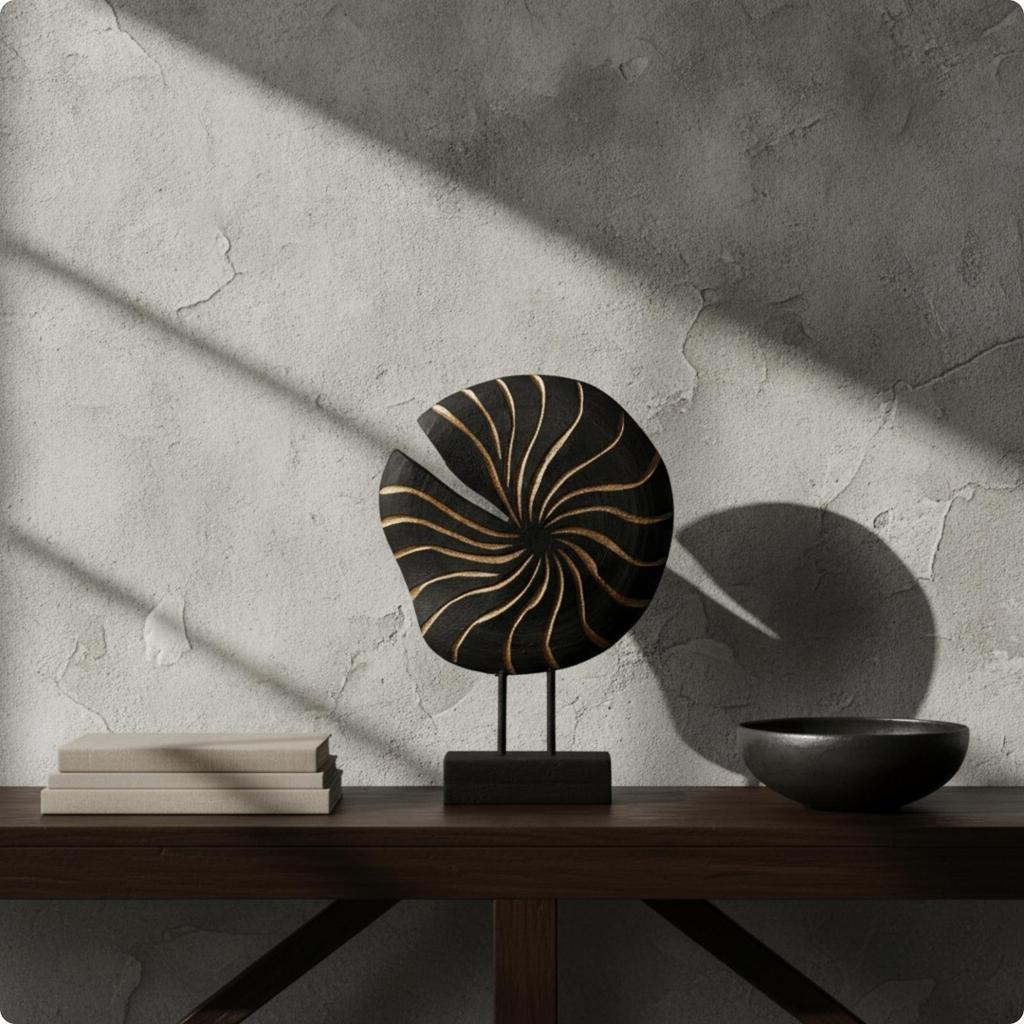 Sun Disk Sculpture Abstract Resin with Base Retro Tabletop Ornament for Interior Stylists,