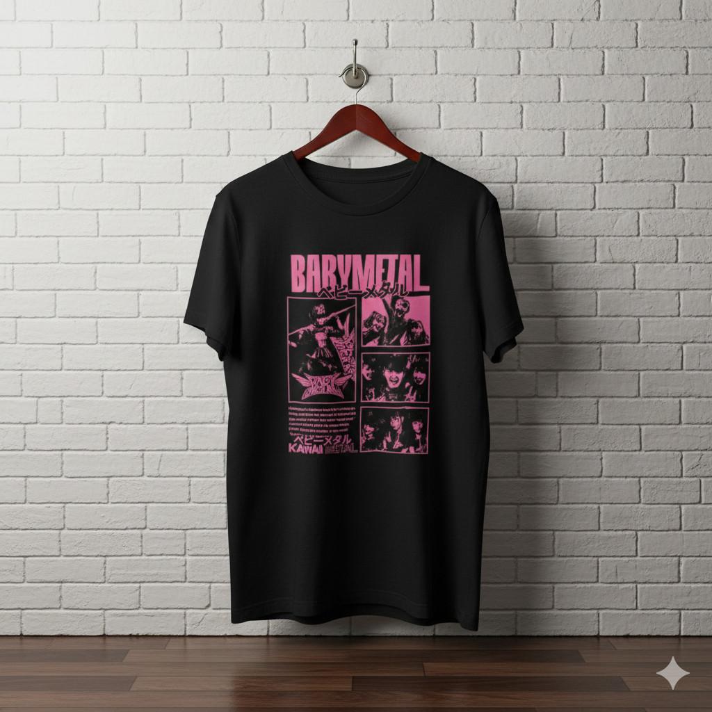 Japanese Kawaii Metal Graphic Unisex T-Shirt Pink Gothic Anime Style - S045 XXXL