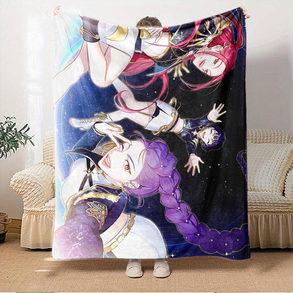 K-POP Anime Girls Group  Four Seasons Soft Warm Blanket  All-Season Thick Knit Polyester Bedspread for Bed, Camping, Travel  Perfect Gift