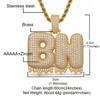 Hip Hop Mens Bubble Font Letter Pendant Necklace With Full CZ Rhinestones Gold Copper Chain