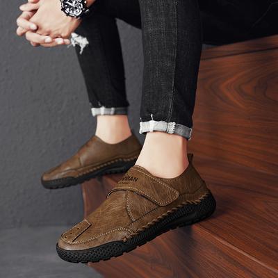 Lederschuhe Herren 2025 Herbst neu Einslipper Herren rein handgenäht weichsohlig rutschfest Übergröße Papa-Schuhe