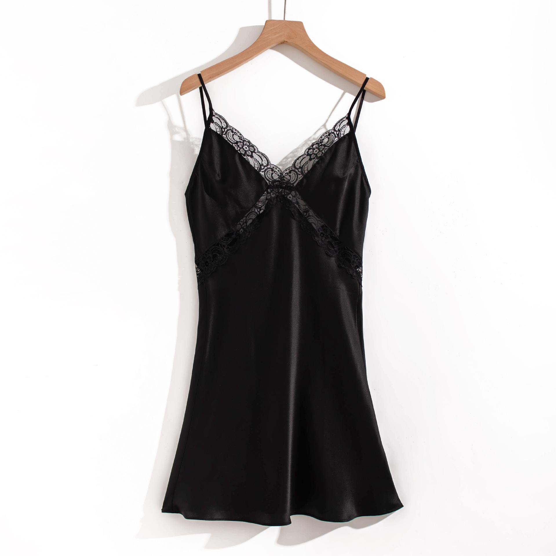 

Шелковая ночная сорочка на тонких бретельках с V-образным вырезом – Элегантная летняя пижама XL