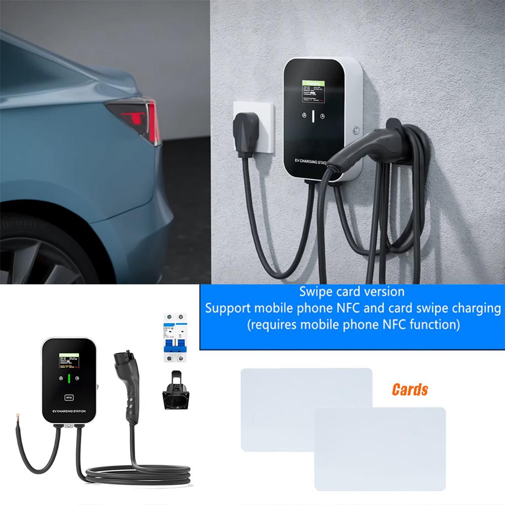 Stație de încărcare EV 32A Încărcător auto monofazat pentru vehicule electrice Cutie de încărcare EV cu montare pe perete 5M 7KW Cablu tip 1 Ecran LCD SAE J1772