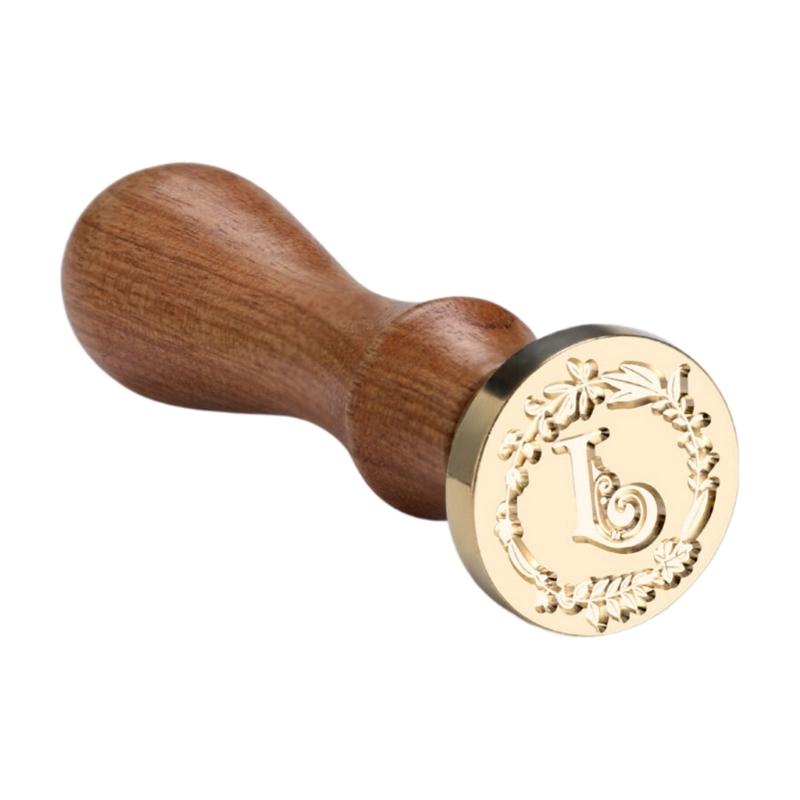 Sealing Stamp Wood Handle with Letter Stamp Head, for Scrapbooking Seal Envelopes Wedding Invitation Embellishments