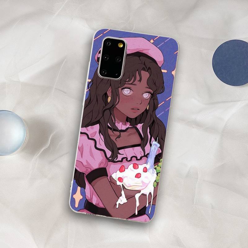INS Kawaii Japanese Anime illustration Girl Phone Case for Samsung S21 A10 for Redmi Note 7 9 for Huawei P30Pro Honor 8X 10i
