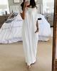 2025 Trendy European & American Women's Solid Short-Sleeve Long Summer Dress