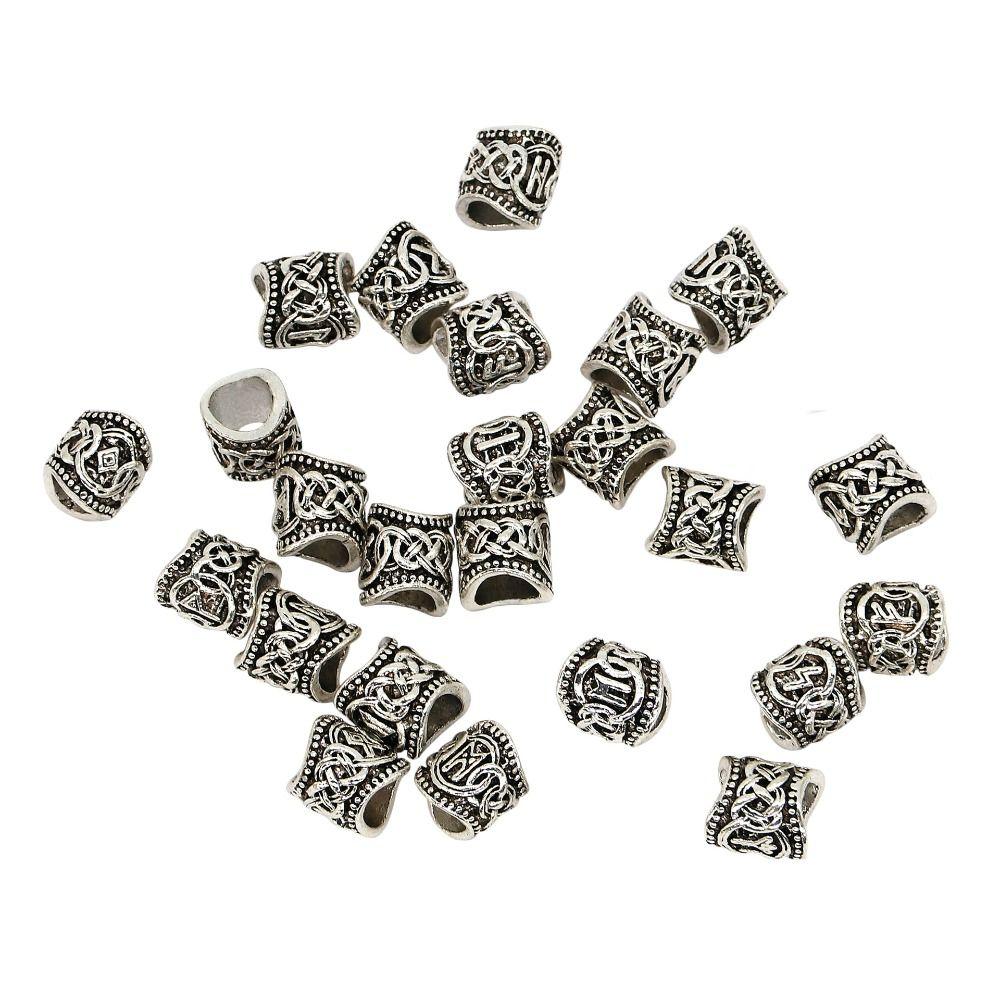 24pcs/set DIY Viking Runes Beads Charms Dreadlock Beads Hair Braid Beard  Fit Beards or Hair