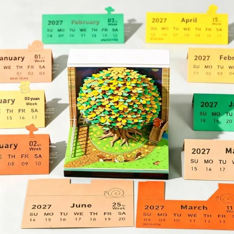 2027 Calendar with Built-in LED Light and 3D Tear-away for Enhanced Office Decor