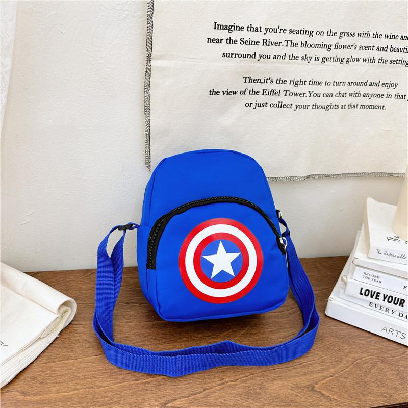 Adorable Canvas Children s Shoulder Bag With Cute Animal Cartoon Spiderman Design Blue