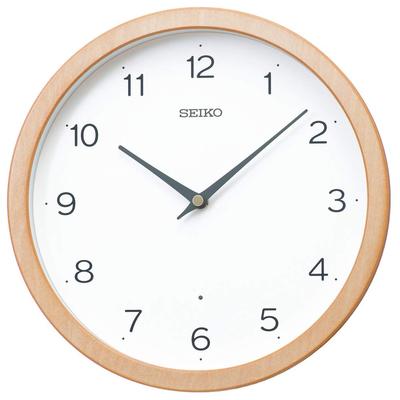Seiko Clock Analog Wall Natural Diameter 270 X 48mm KX267B, Radio-Controlled Clock, Wood,