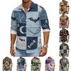 Men's Casual Long Sleeve Button Down Shirt Halloween Print Patchwork Design Lightweight Breathable Fabric Relaxed Fit