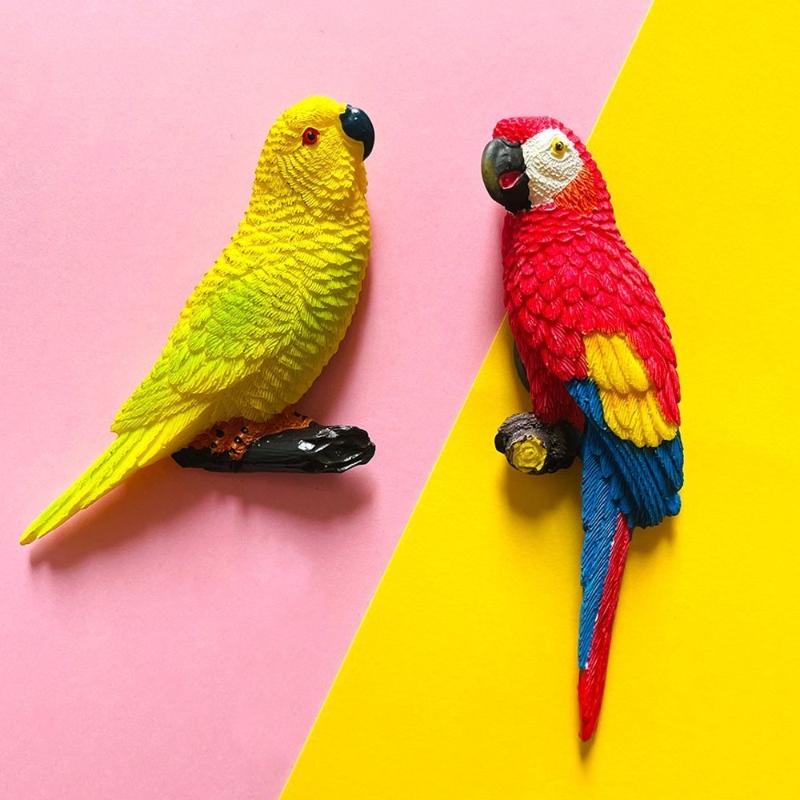 1/2PCS Personalized creative rural 3D parrot refrigerator sticker home decoration sticker resin refrigerator sticker decoration