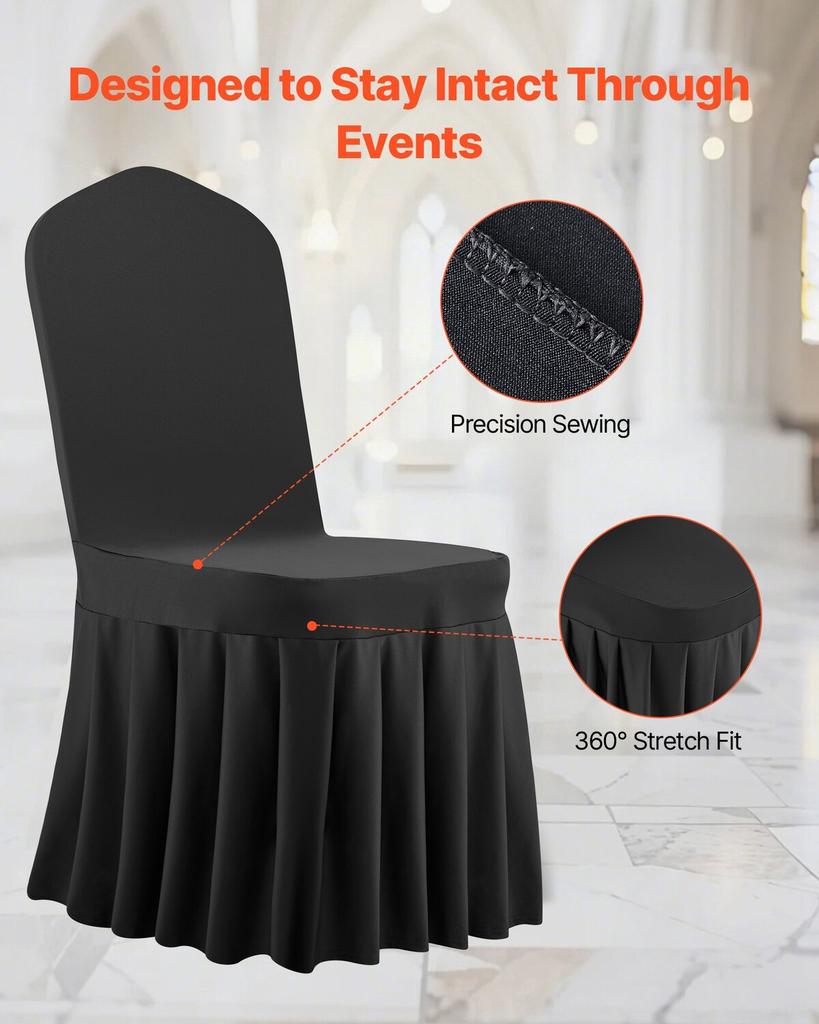 30 Pcs Black Chair Covers, Polyester Spandex Chair Cover, Stretch Slipcovers for Wedding Party Dining Banquet Flat-Front Chair Covers, Fits Chair