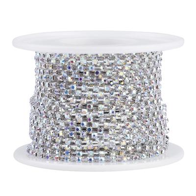 1 Roll Crystal Chain For Diy Necklace Wedding Decoration Accessories(ss6  Silver)