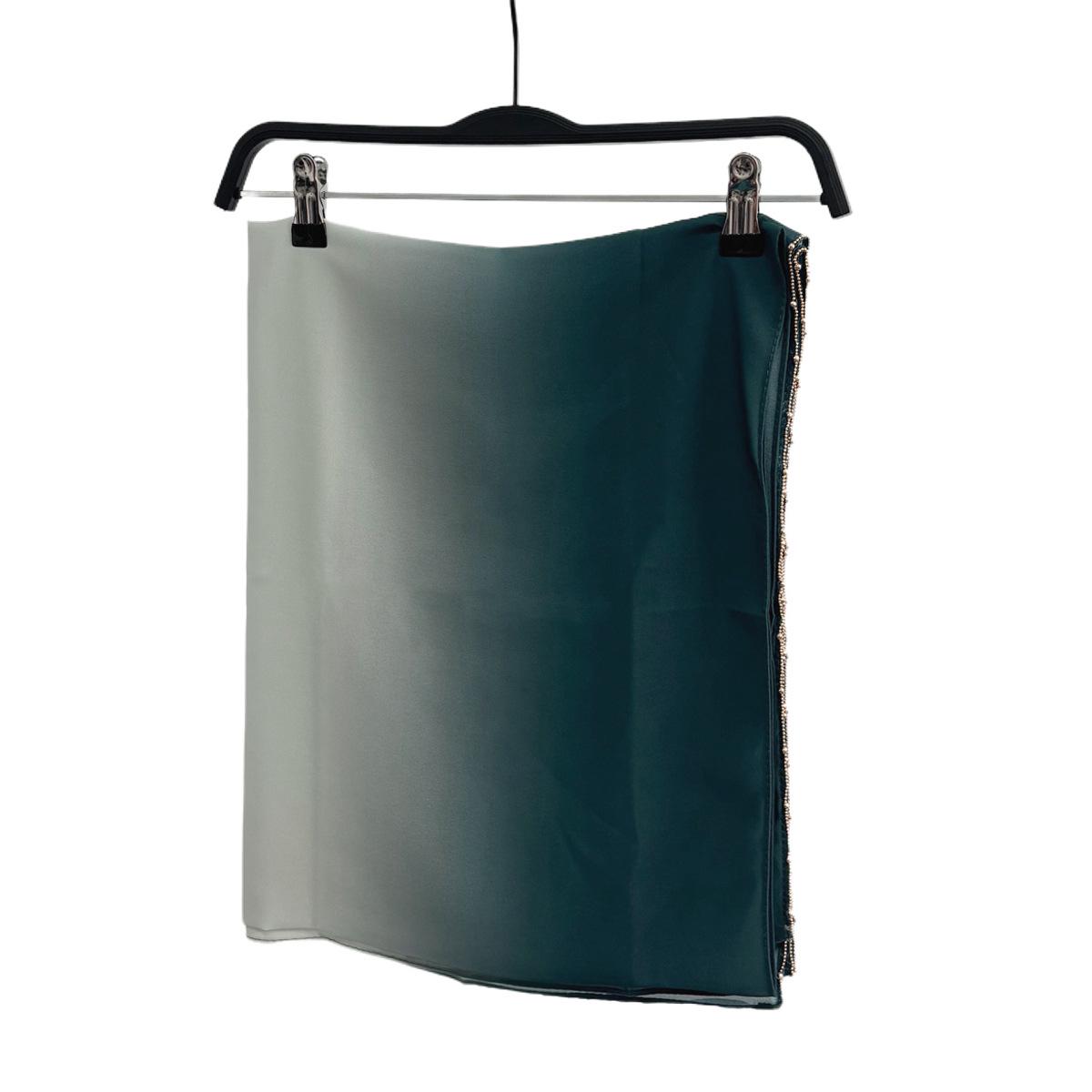 

Gradient Pearl Chiffon Beaded Chain Long Scarf - Hui Muslim Malay Middle Eastern Headscarf 175x70 cm