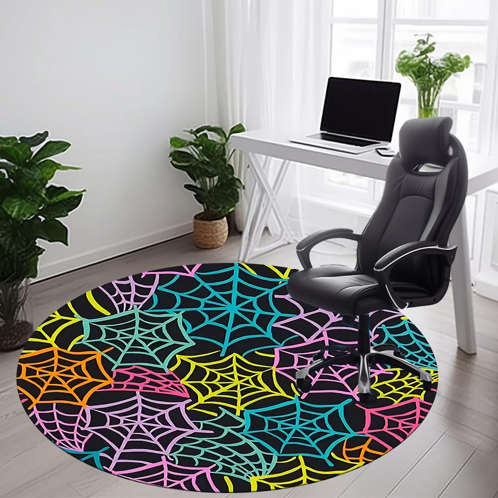 1pc Spiderwebs Halloween Office Round Area Rug, Indoor Mat Suitable ForOffice, Under Office Chairs Bedroom Living Room Home Decor, Room Decot082