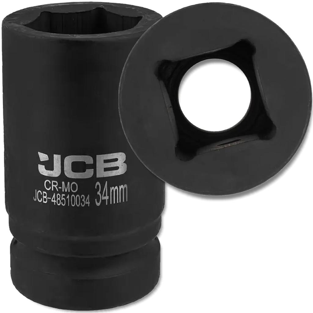 JCB 1" 34mm Deep Impact Socket Cr-Mo Hexagon Socket Wrench