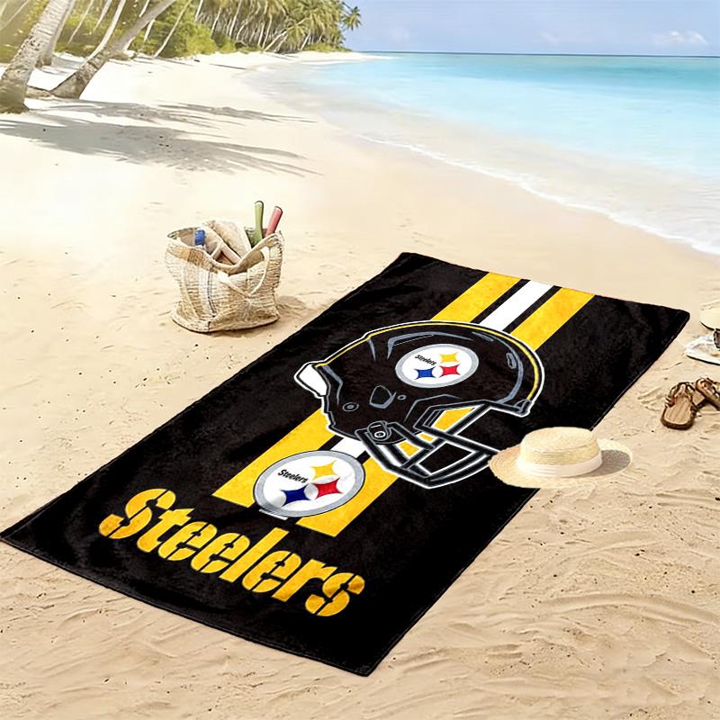 Pittsburgh Steelers Print Beach Towel, Large Soft Quick Dry Towel for Beach Camping Swimming