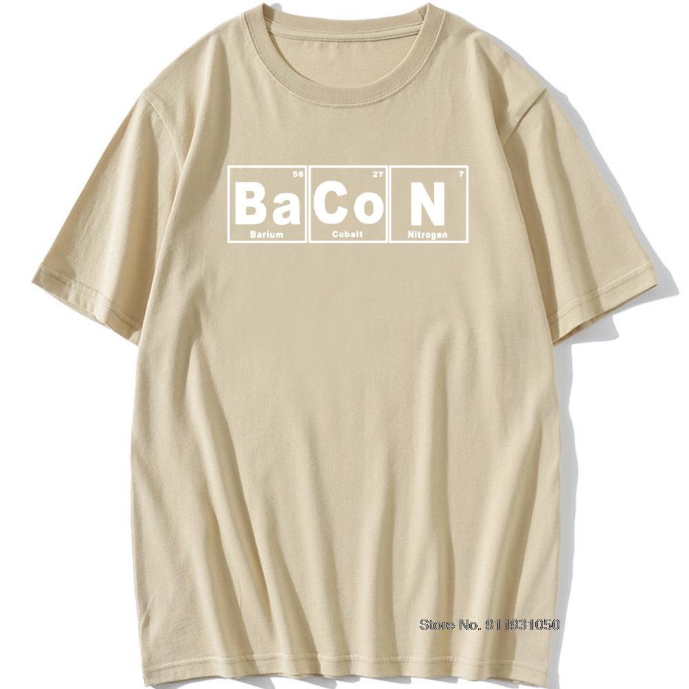 Periodic Table Chemistry Of Bacon T Shirt Design Funny Tshirt Unisexs Tops Tees Short Sleeve Camisetas Tshirt