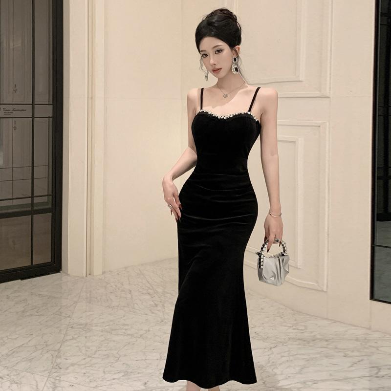 

Сексуальное платье-рыбий хвост с бриллиантами и бархатной талией L