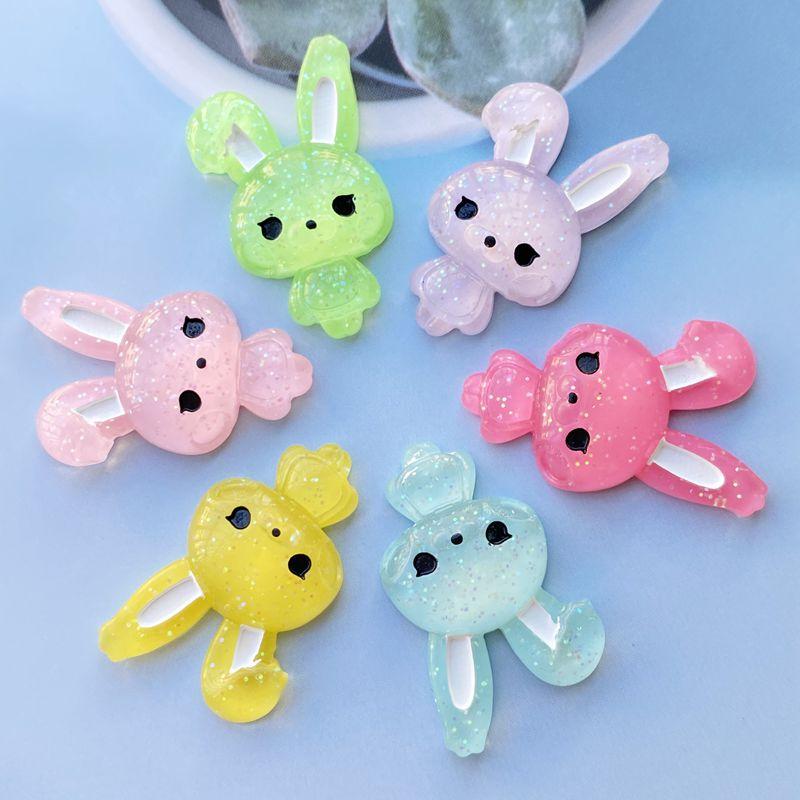 Baby Rabbit Shiny Resin Cute Animal Flat back Cabochon 12 pcs 20*33 mm For Hair Clothing Shoes Planar Resin DIY Home Decoration