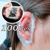 100 יחידות כיסויי אוזניים חד פעמיים עמידים למים שקופים עם גומיות לשימוש ביתי בנסיעות צבע לשיער מקלחת רחצה