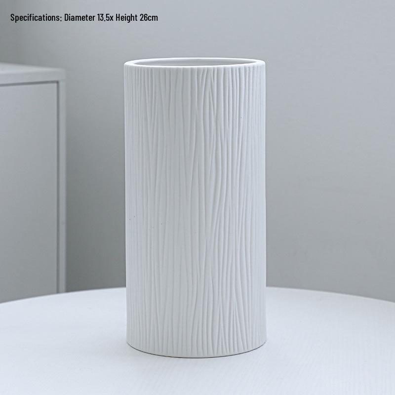 White Ceramic Frosted Vase - Nordic Minimalist Design for Dry Flowers, Hydroponic Display, Modern Desktop Ornament for Living Room Decor