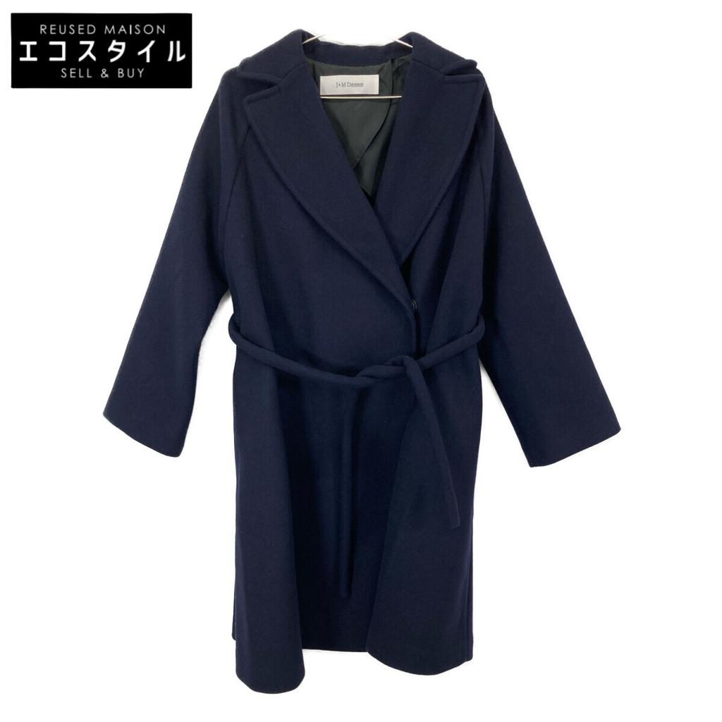 J&MDavidson Navy R183-094-WOCT Wool Cotton Long Coat coat 6 NavyUsed