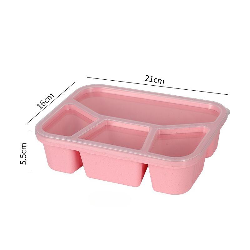 Student Square Lunch Box 4 Compartments, Bento Box Snack & Dry Fruit Container, Food Storage Snack Plate, Leak-Proof