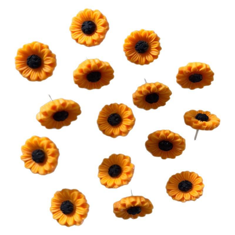Bview Art Creative Sunflower Design Push Pins 30/50 PCs, Adorable Floral Cork Memo Board with Decorative Thumb Tacks