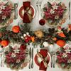 4pcs/set Printing Christmas Round Wave Placemat Anti-slip Heat-resistant Table Mat Banquet Christmas Decoration Tablecloth