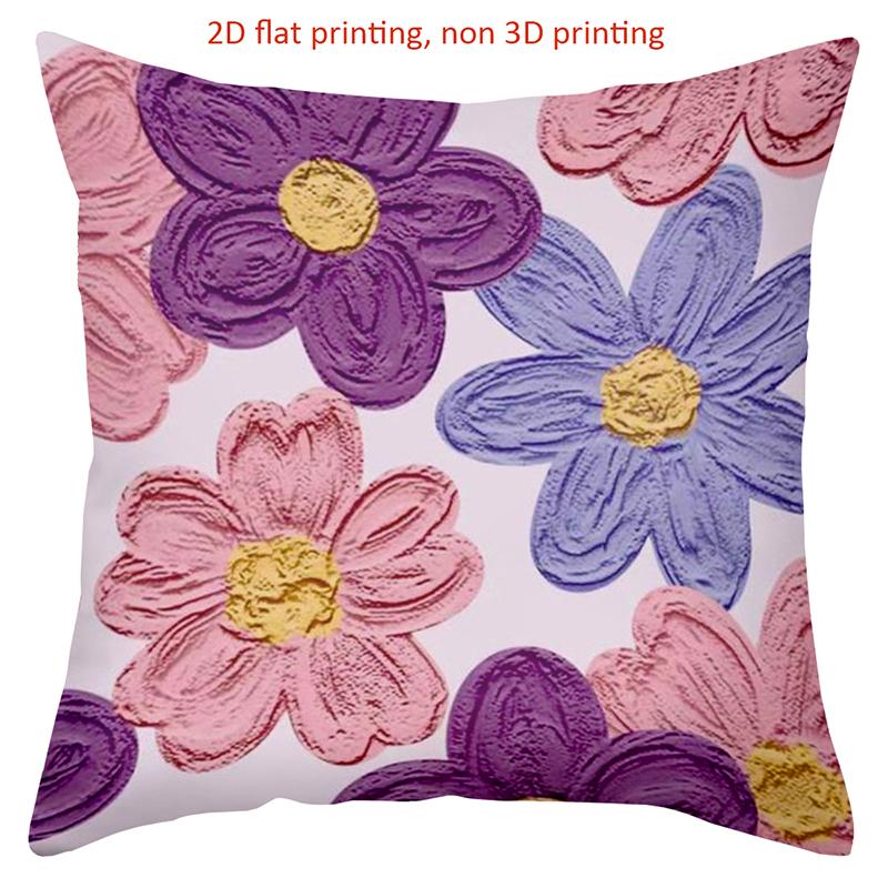 Floral Patterned 2D Printed Cushion Covers for Home Polyester Pillowcase, Sofa Decorative Cushion Cov Headboard Pillow