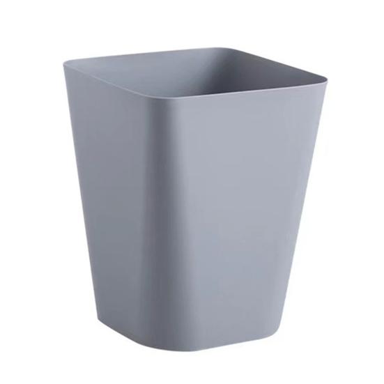 

Rubbish Bin Large Opening No Lid Strong Loading Simple Style Square Kitchen Bathroom Living Room Striped Trash Can for Car S серый