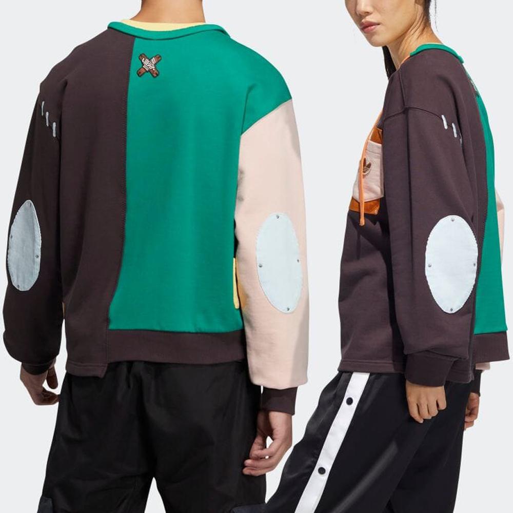 adidas Originals Melting Sadness Puppet Series Colorblock Asymmetrical Hem Loose Sweatshirt Unisex Tops HC0349