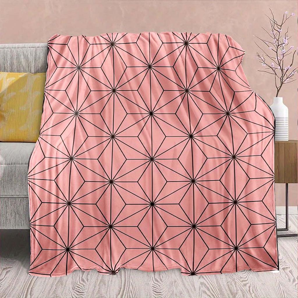 Demon Slayer Anime Flannel Blanket - Soft Warm Perfect for Sofa, Bedding Camping Travel Office Home Decor -QJY