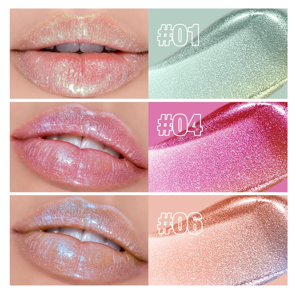 8 Colors Shimmer Lip Gloss Set Moisturizing Plumping High Shine Lip Glaze Long Lasting Non Sticky Glossy Lip Makeup for Women
