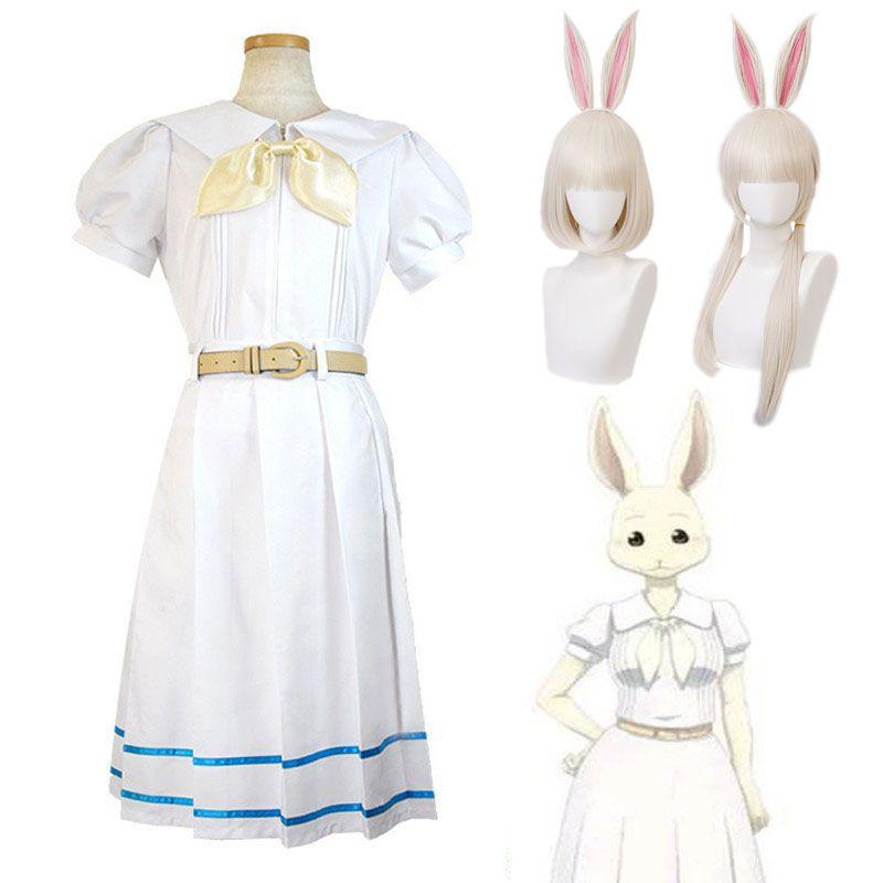Haru Beastars Anime Cosplay Costume White Rabbit Fancy School Uniform Wig Suit