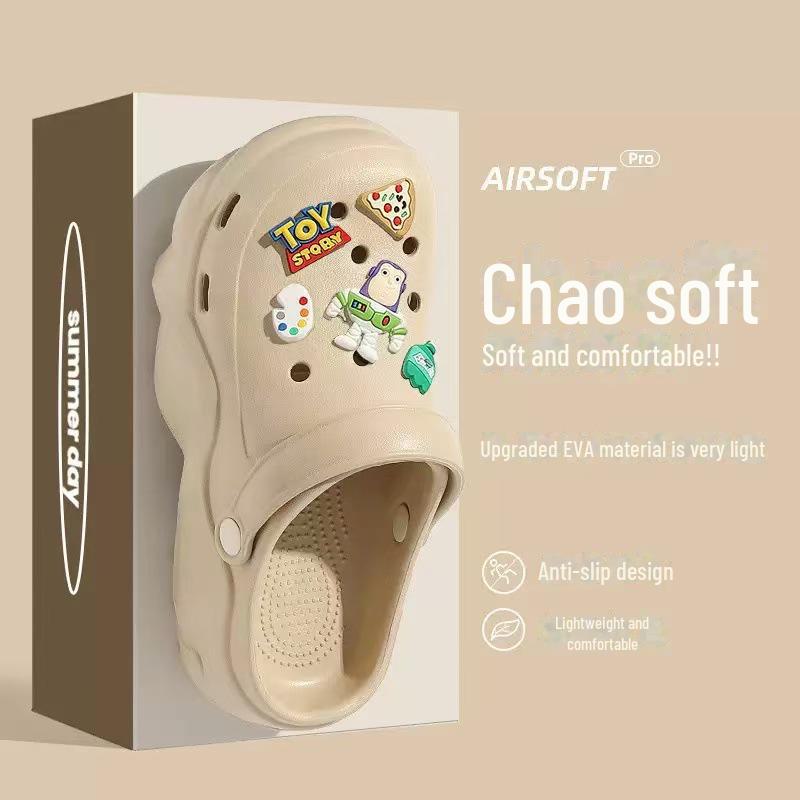 Damesandaler med tykk såle i EVA: Høydeøkende, sklisikre sko med deodoranthull for utendørs fritidsbruk