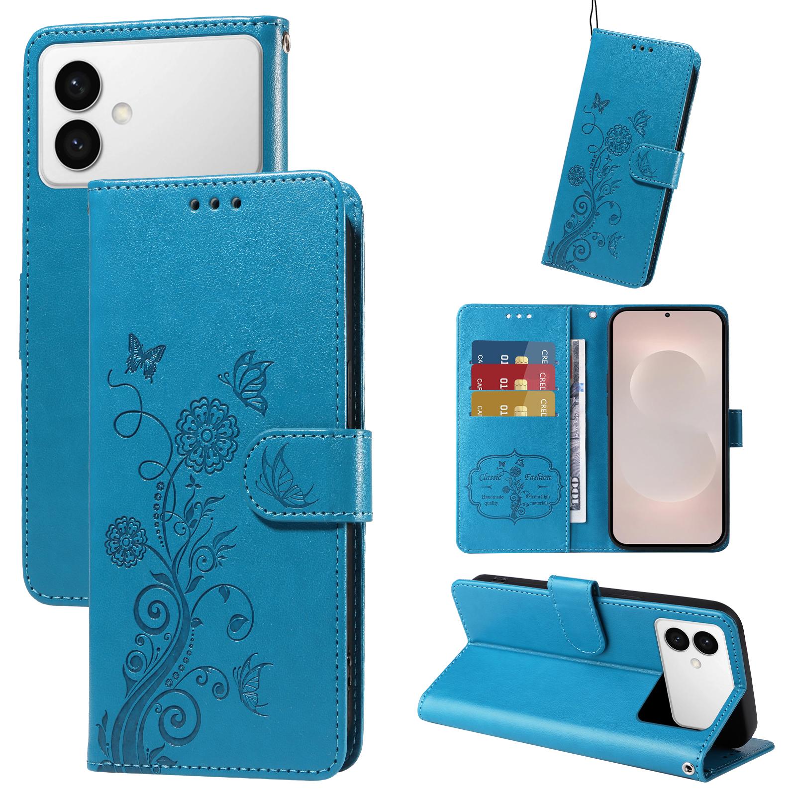 

For Samsung Galaxy S26 Edge Leather Case Butterfly Floral Imprint Wallet Stand Cover