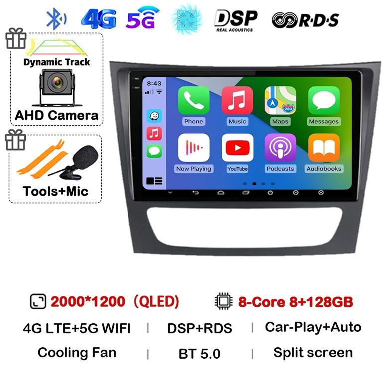 Android 14 Auto Carplay Car Radio For Mercedes Benz E-class W211 E200 E220 E300 E350 E240 CLS 2002-2010 Multimedia Player Stereo