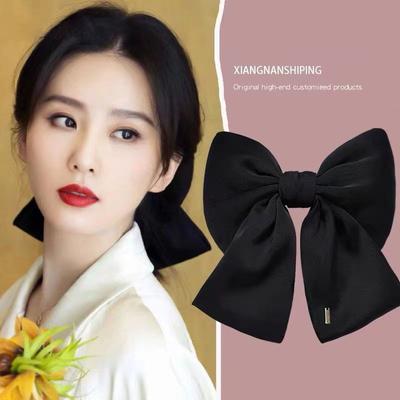 Super Bow Hairpin Black Spring Clip Hair Accessories Korean Version Of Simple Hairpin