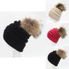 Unisex Knitted Beanie With Thickened Wool Pompom Striped Design For Winter Outdoor Warmth