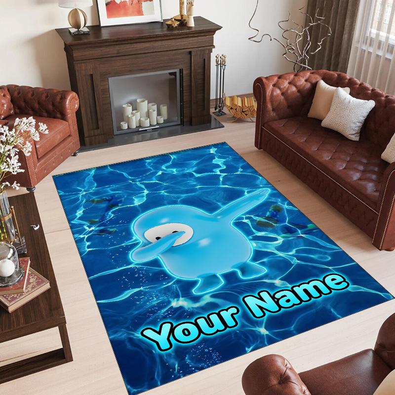 Personalized Crystal Velvet Carpet Custom Name Text,Fall Guys Anti Slip Area Rug For Home Decoration
