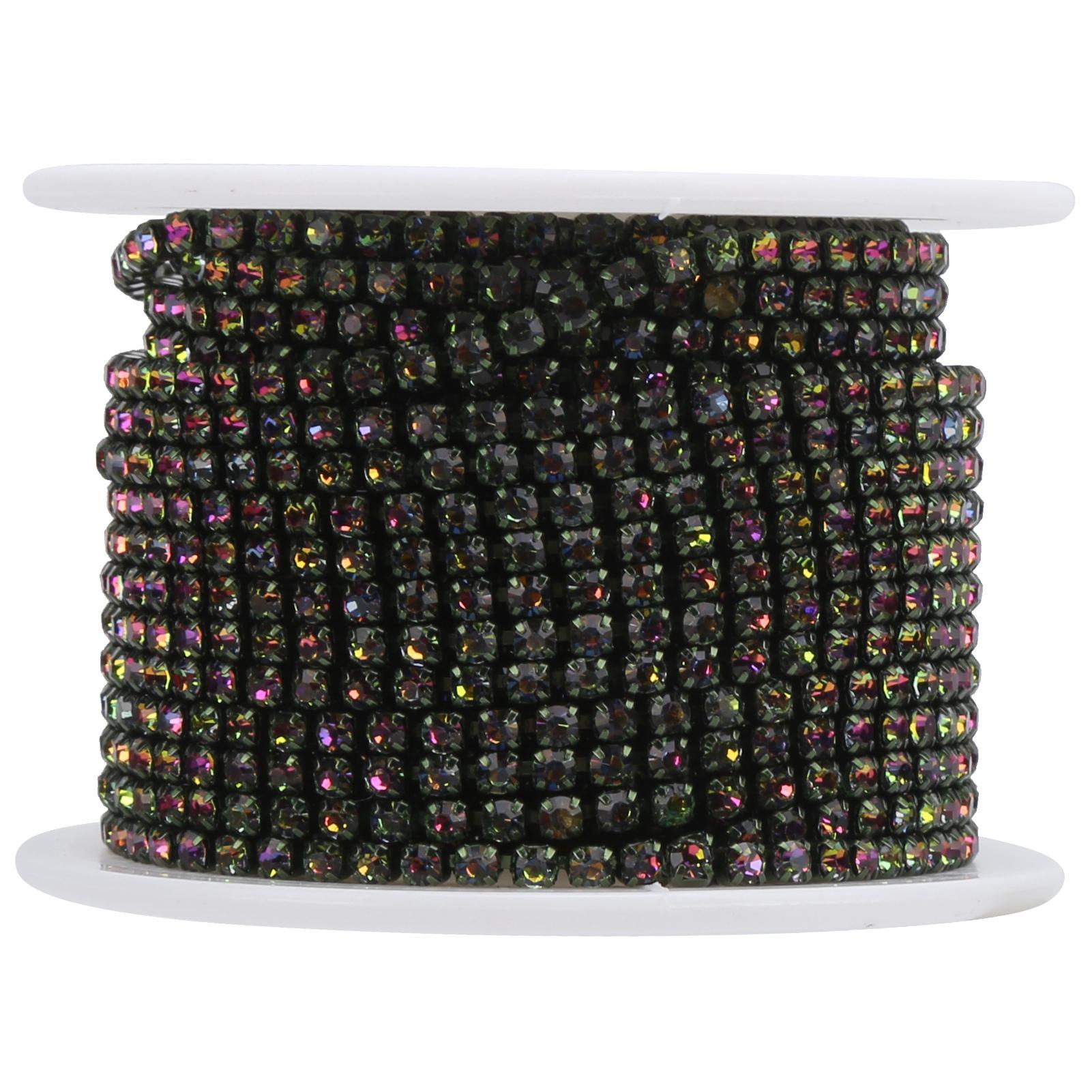 

Стразовая цепочка DIY Тонкие крапаны Поделки Белый стеклянный страз Используется для различных украшений Ss8.5 Черный AB