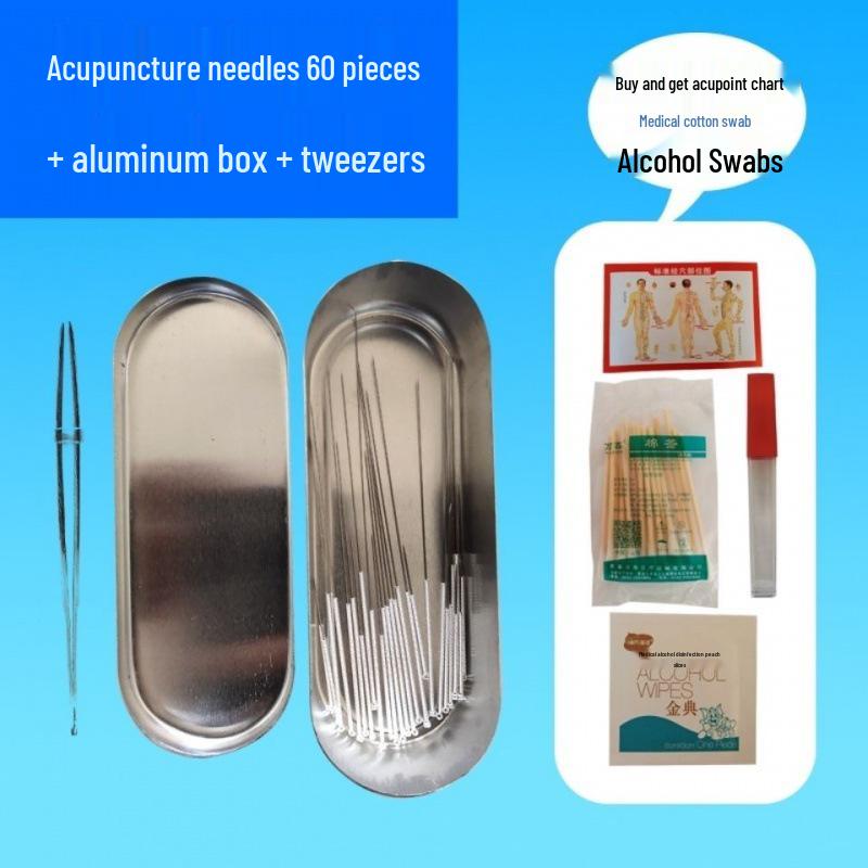 Pure Silver Needle Acupuncture Set: 30/60 Reusable Pieces, 200-Piece Aluminum Box