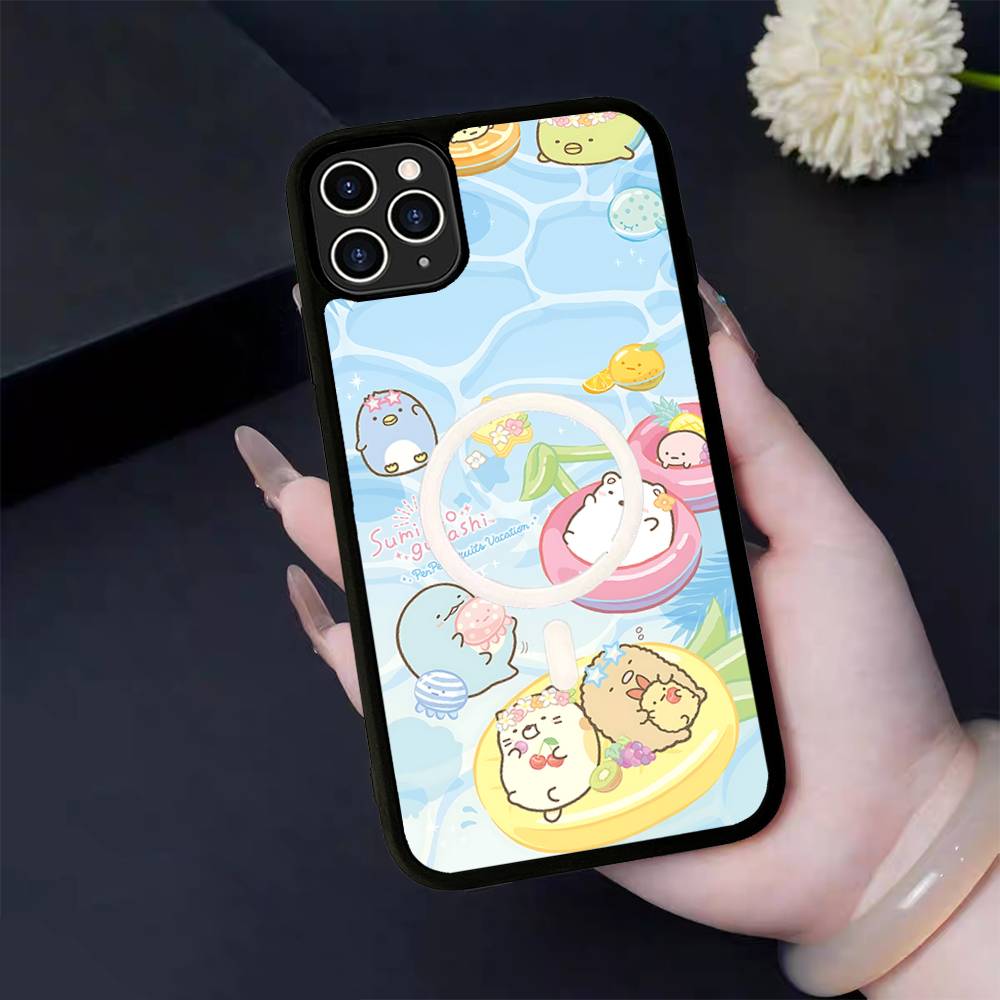 Cartoon S-sumikko Gurashi Magnetic Matte Phone Case For IPhone 16 17 15 14 13 12 11 For Magsafe Wireless Charge Cover