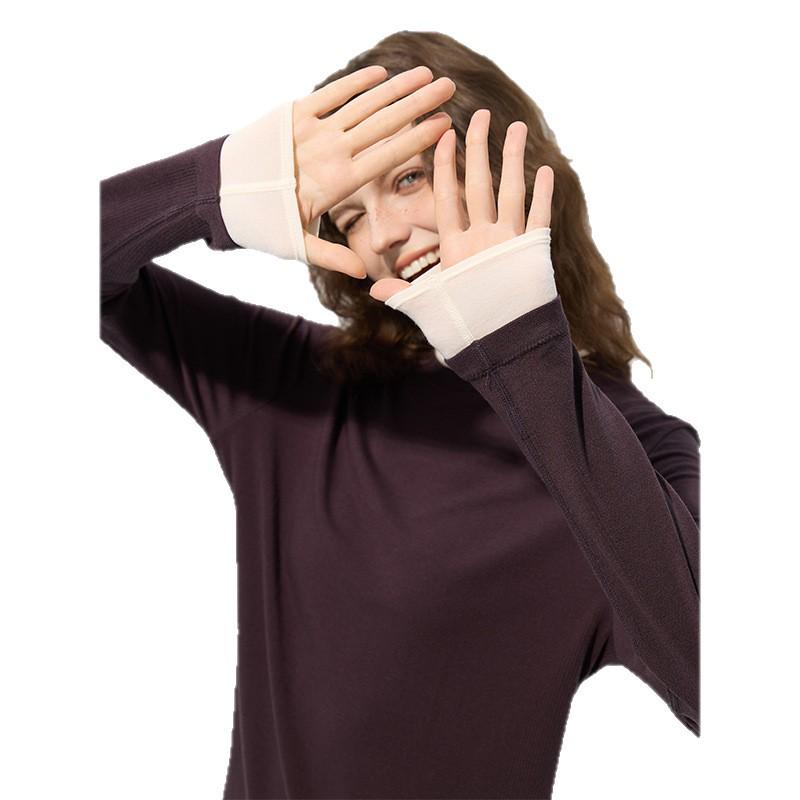 Merino Wool Seamless Color Block Two-Piece Sports Long Sleeve T-Shirt