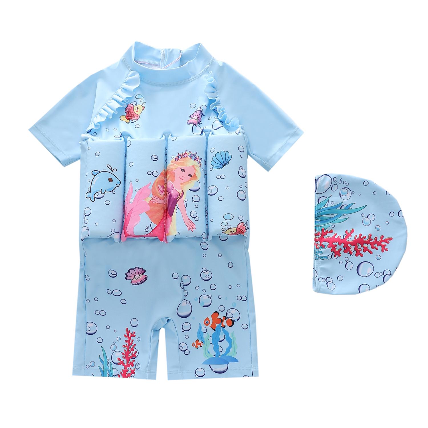 Trendy Girls One-Piece Swimsuit with Buoyancy - Cute Swimwear for Kids XL (100-110cm, 32-39kg)